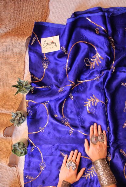 Blue Saundarya Modal Silk Handwork Saree