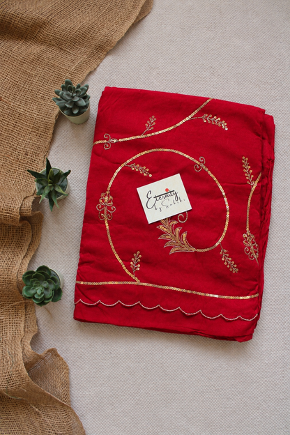 Red Saundarya Modal Silk Handwork Saree