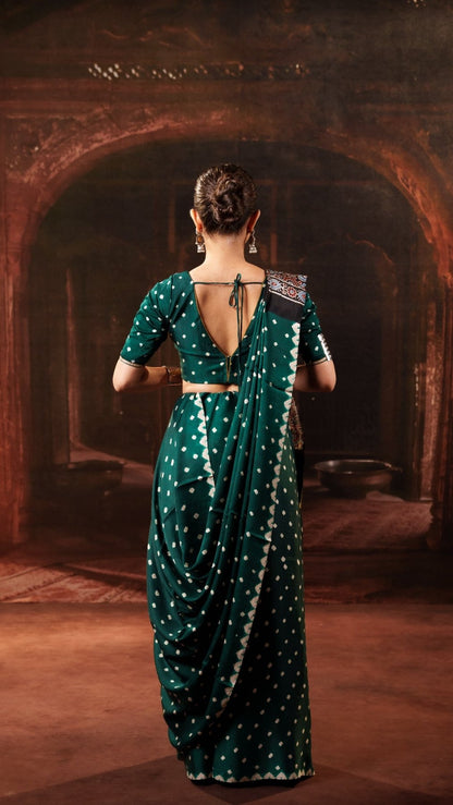 Green Modal Bandhani Saree - Eternity by Sakshi