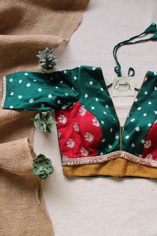 Green Bandhani Blouse - Eternity by Sakshi