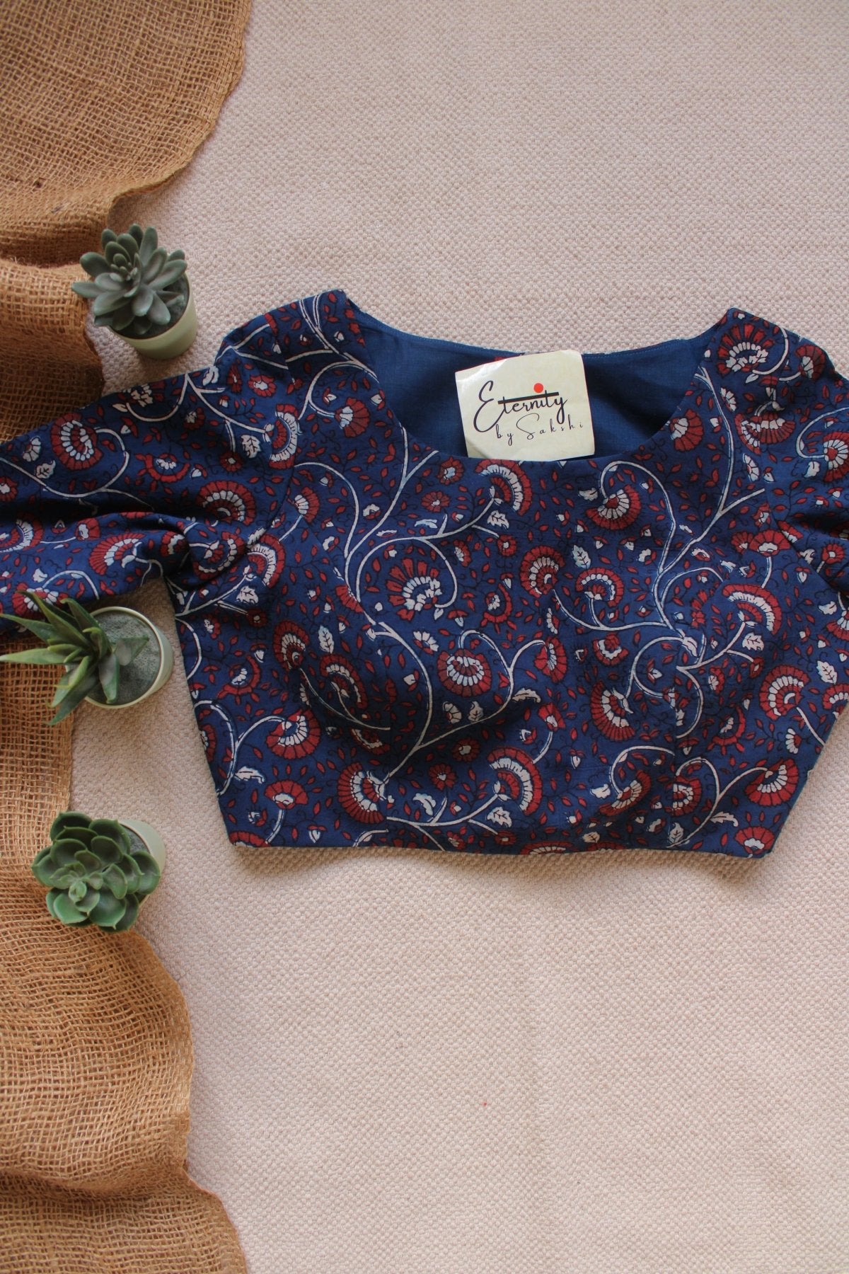 Ajrakh – Blue Floral Blouse - Eternity by Sakshi