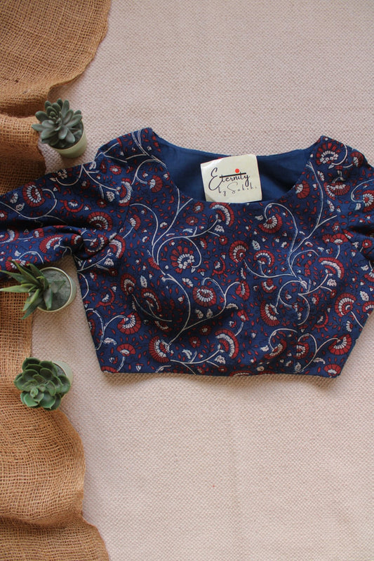 Ajrakh – Blue Floral Blouse - Eternity by Sakshi