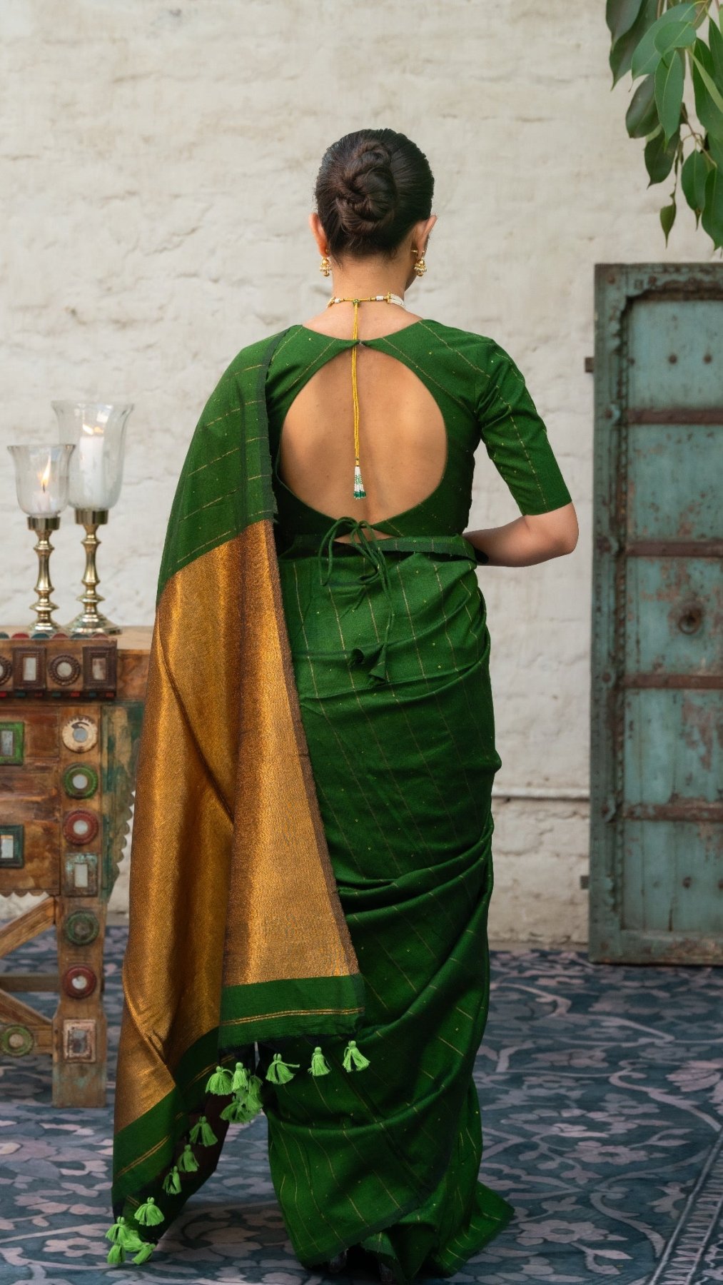 Green Galaxy Saree + Green Prasang Blouse Combo - Eternity by Sakshi