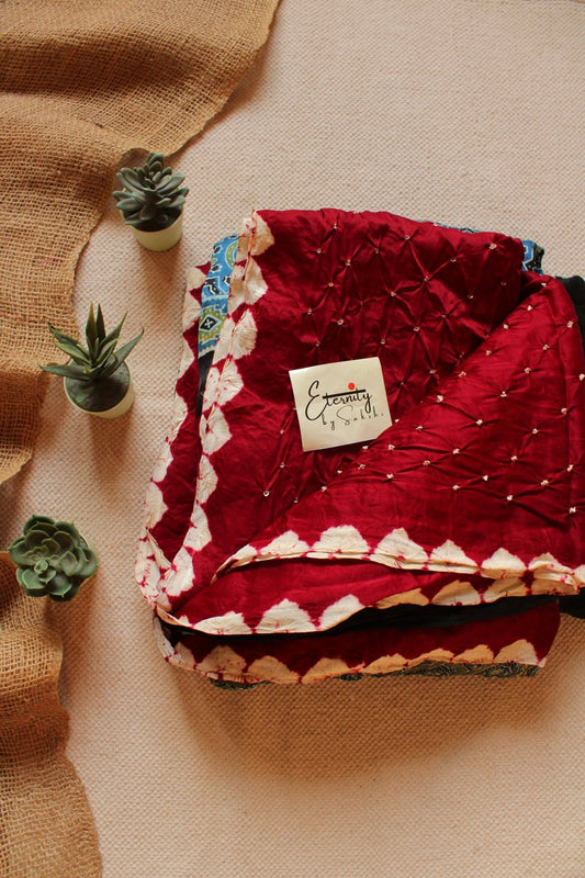 Maroon Modal Bandhani Saree - Eternity by Sakshi