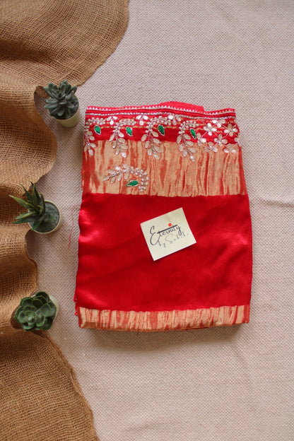 Red Modal Silk Saree with Gotta Work