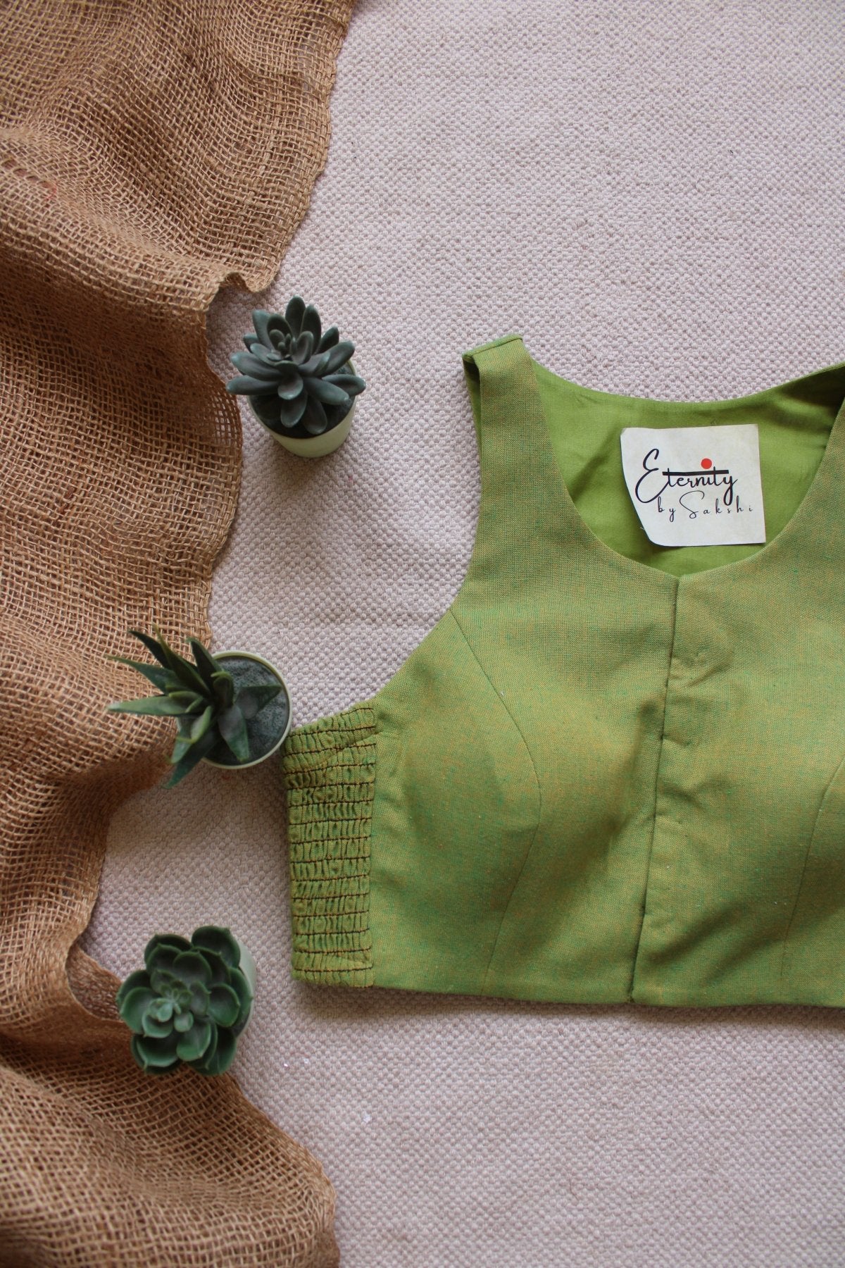 Gulmohar Green Petal Stretchable Blouse - Eternity by Sakshi