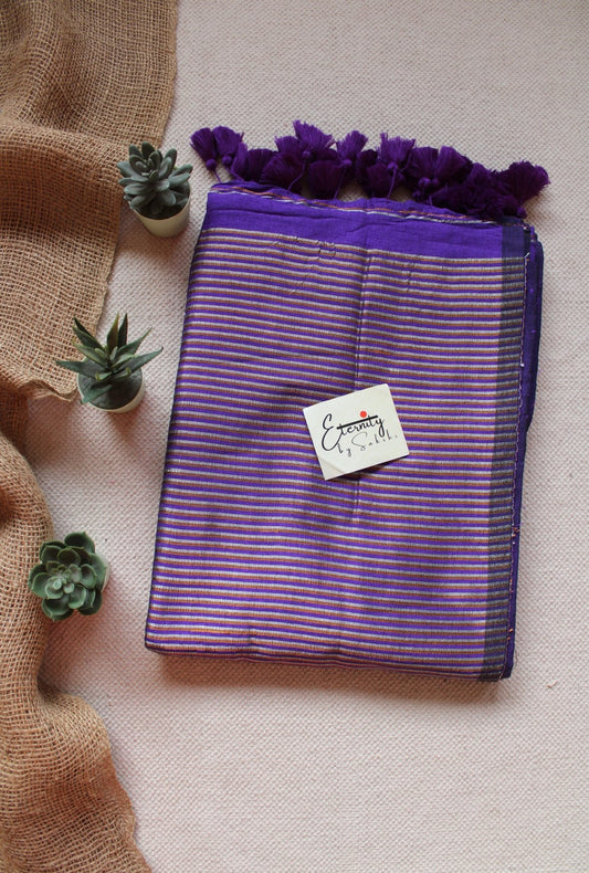 Purple Ramya Saree + Green Rimjhim Blouse Combo - Eternity by Sakshi