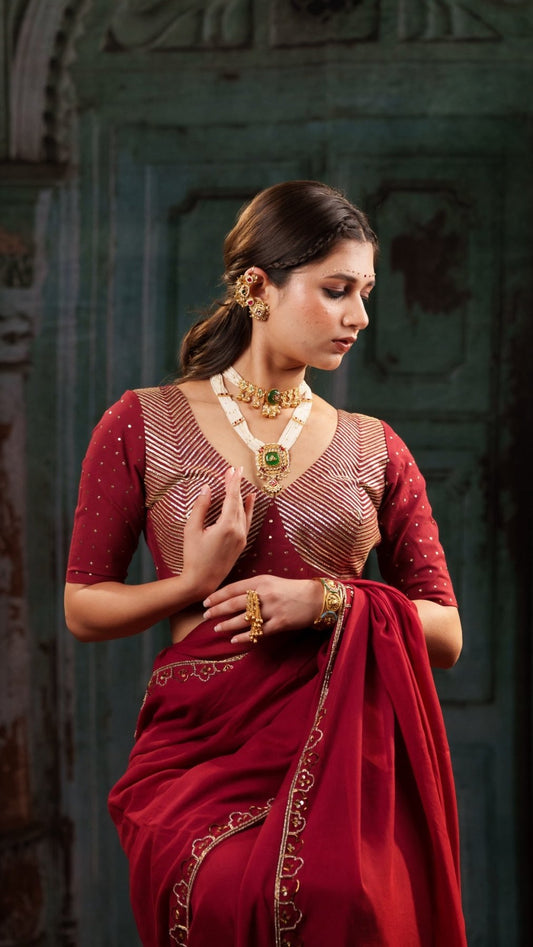 Maroon Gulkaari Blouse - Eternity by Sakshi
