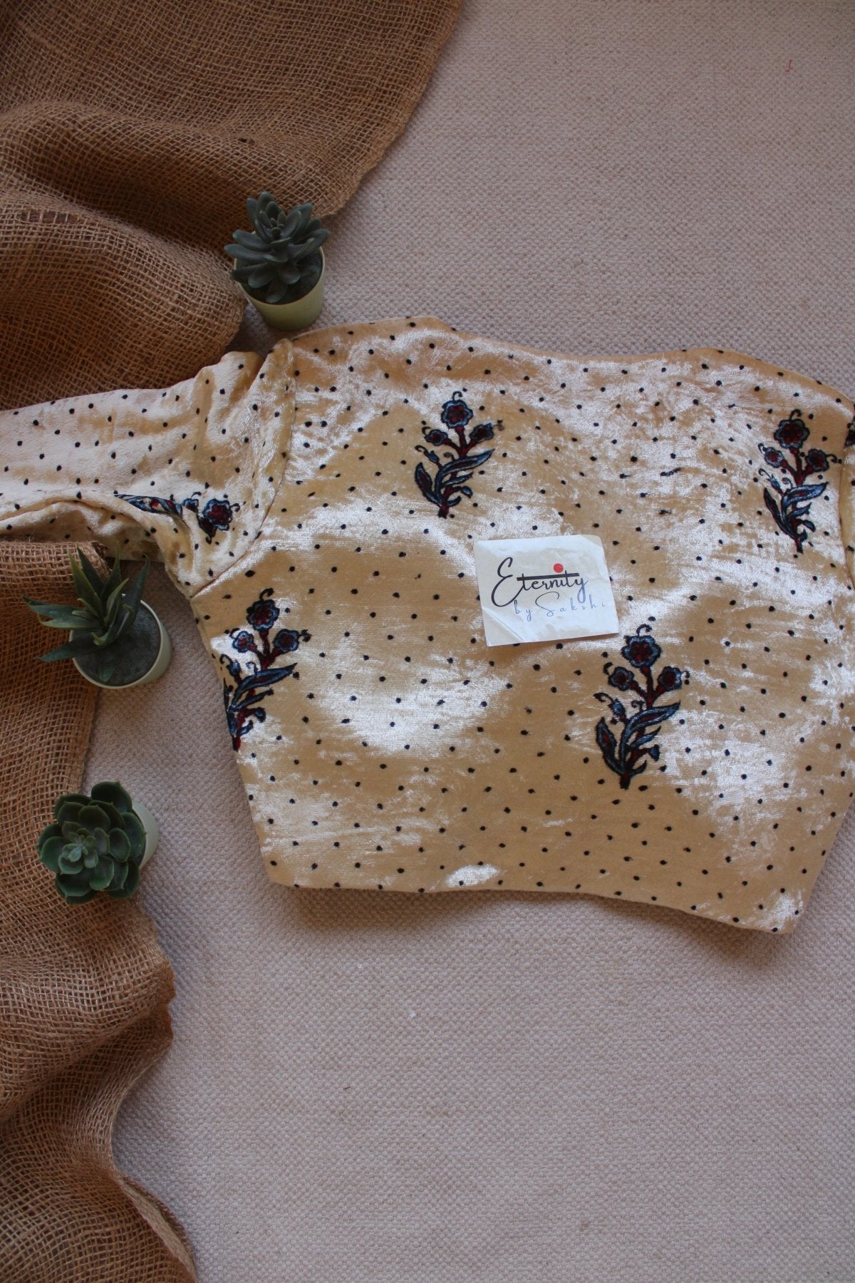 Butter Ajrakh Velvet Blouse - Eternity by Sakshi