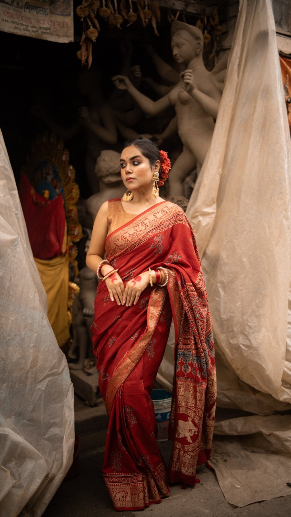 Exclsuive Dul Red Dola Silk Saree - Eternity by Sakshi