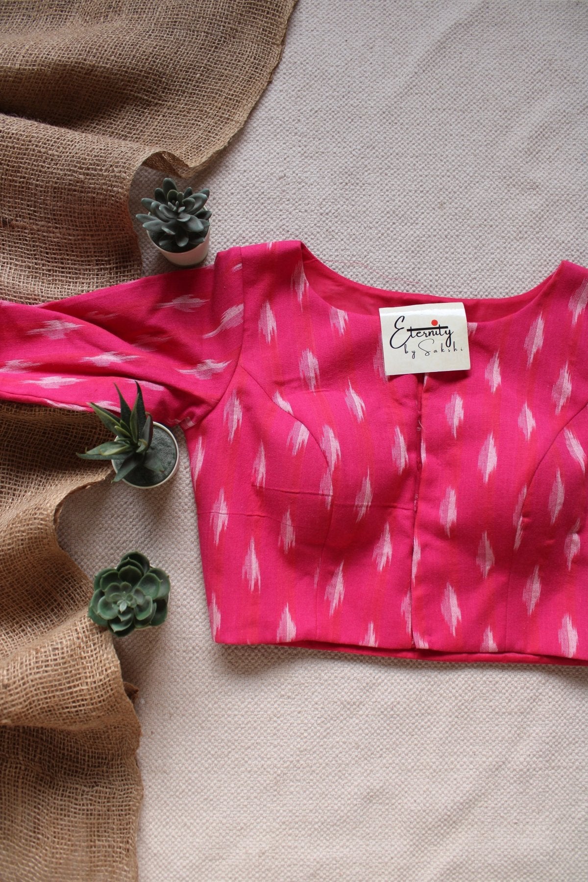 Rose Pink Ikkat Blouse - Eternity by Sakshi