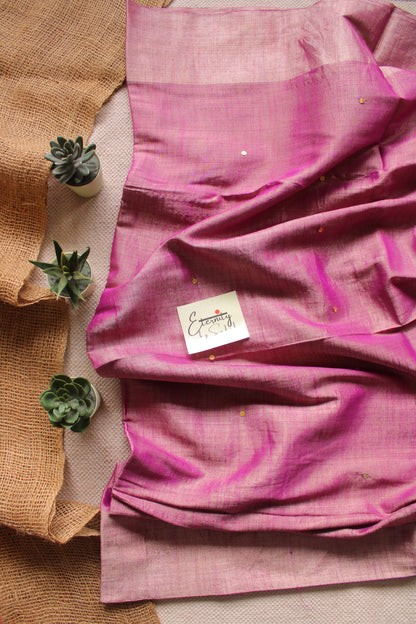 Pink Metallic Tissue Saree
