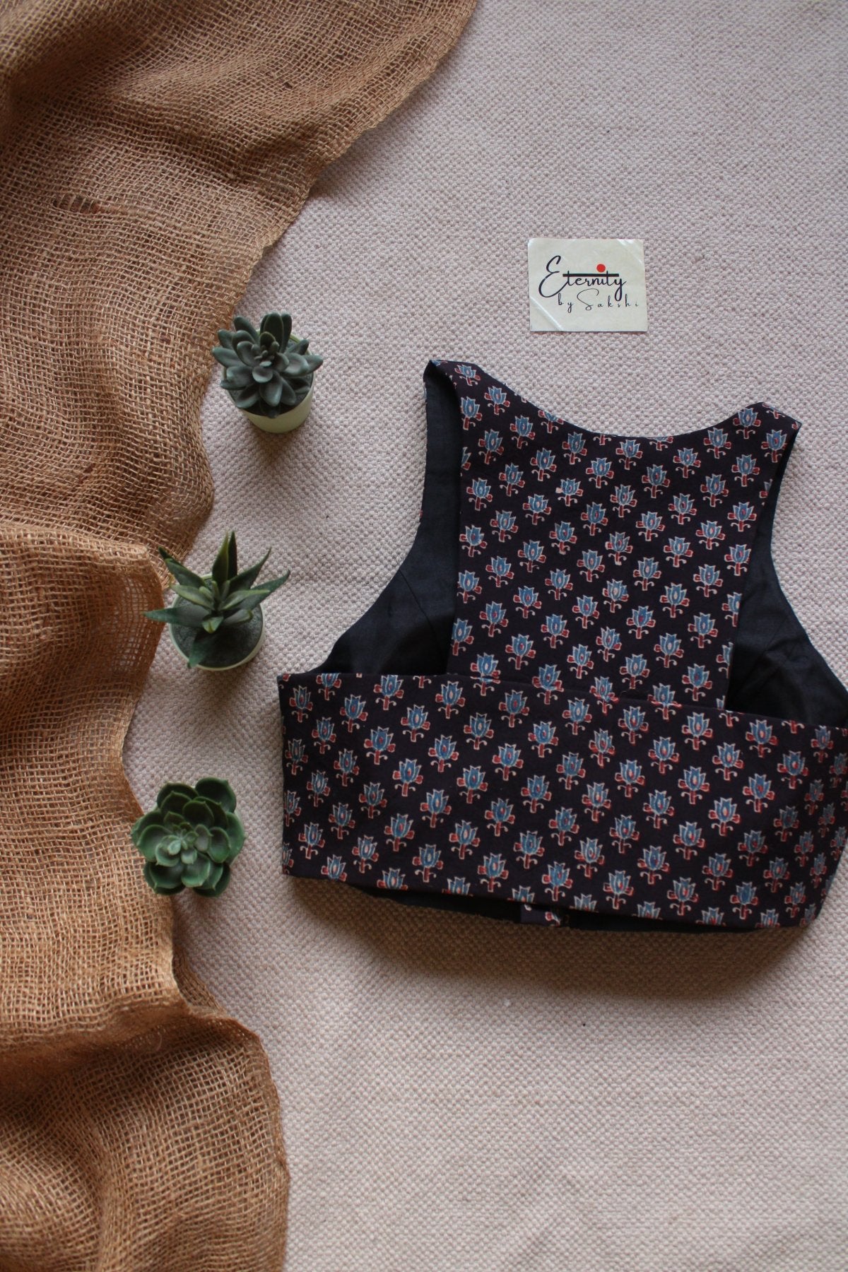 Gulmohar Kohl Ajrakh Blouse - Eternity by Sakshi