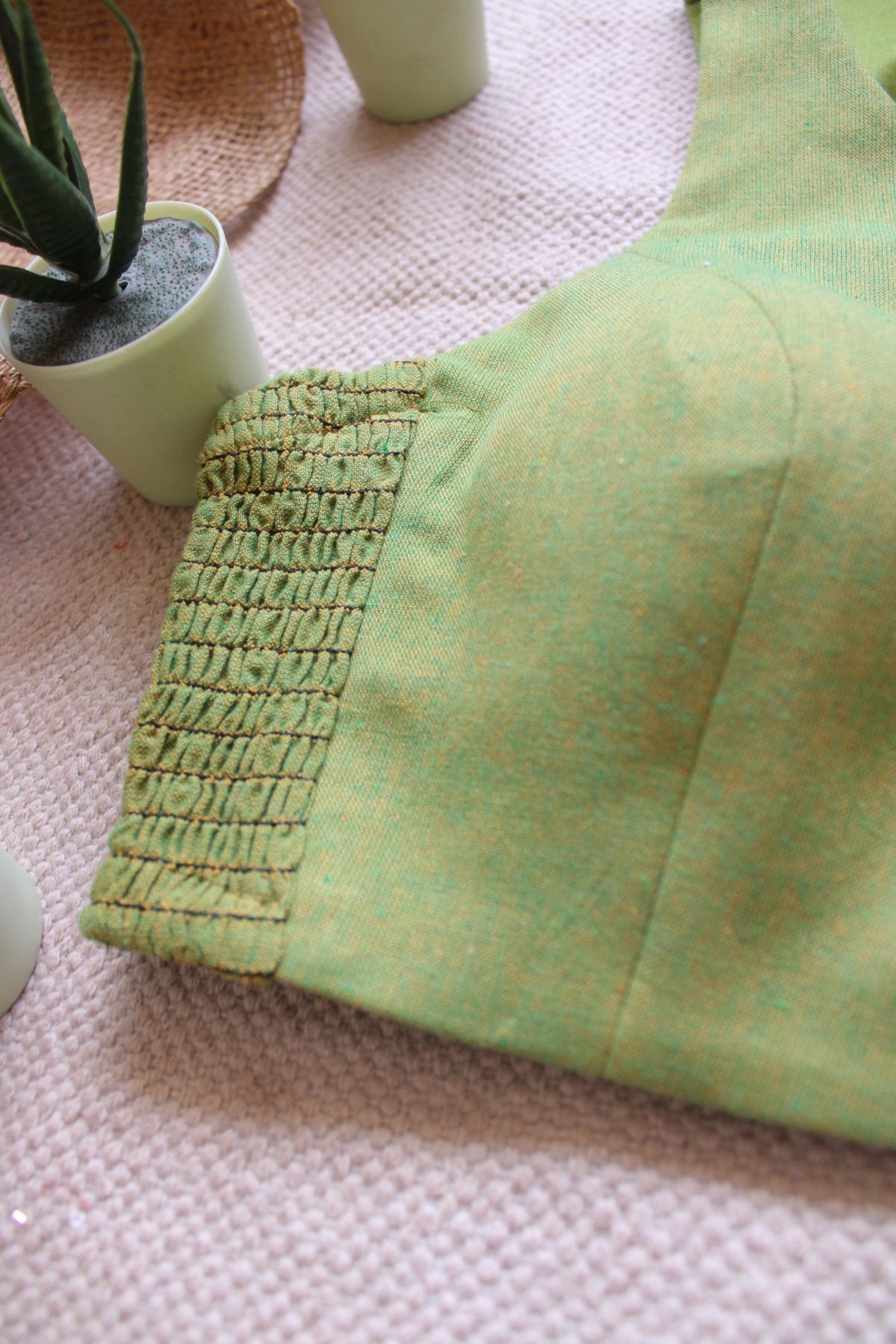 Gulmohar Green Petal Stretchable Blouse - Eternity by Sakshi
