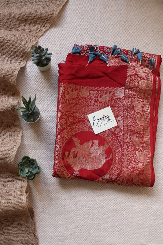 Exclsuive Dul Red Dola Silk Saree - Eternity by Sakshi