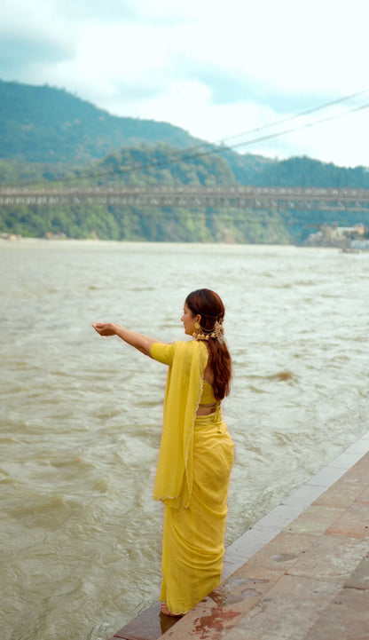 Yellow Pearl Saree