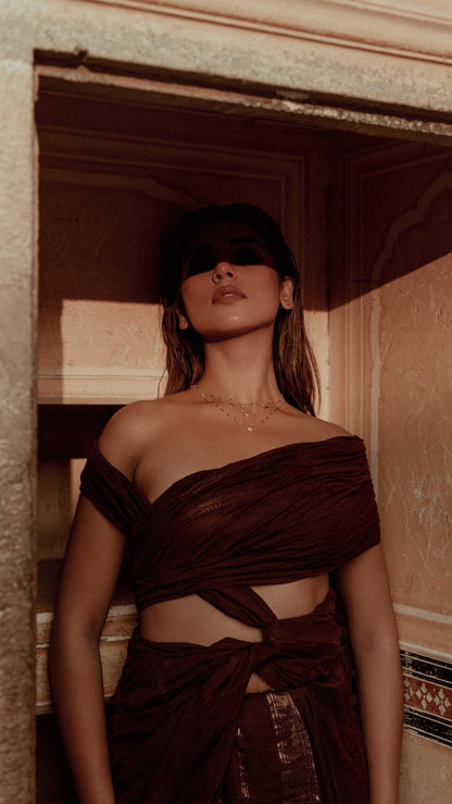 Brown Champa Saree - Eternity by Sakshi