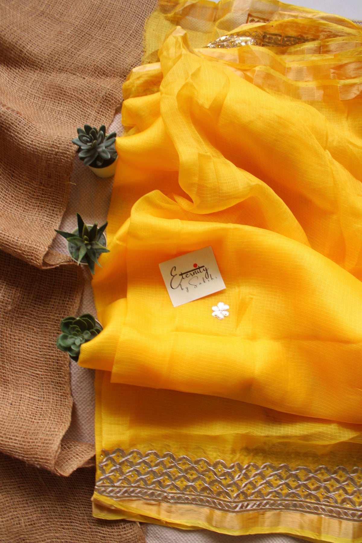 Yellow Kota Doriya Gottapatti Saree