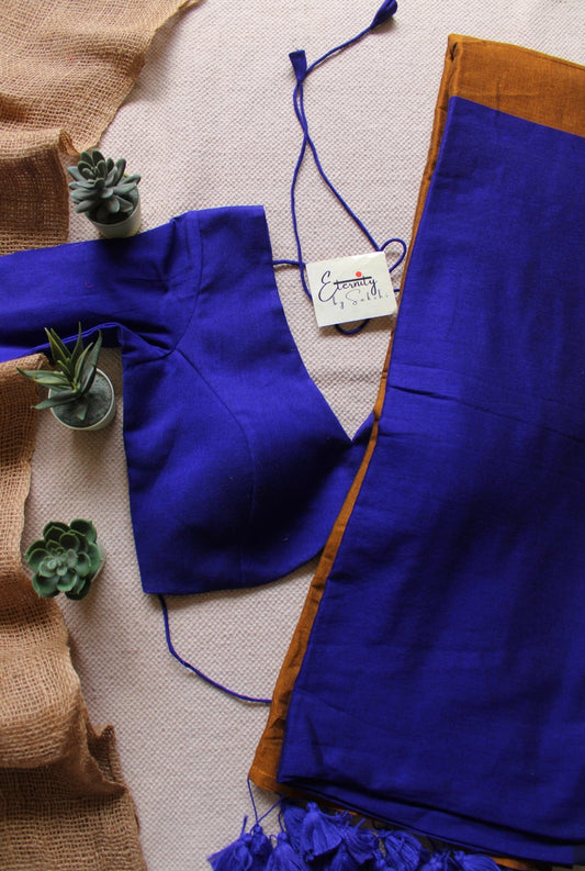 Blue Teal Office Saree + Blue Shadow Blouse Combo - Eternity by Sakshi