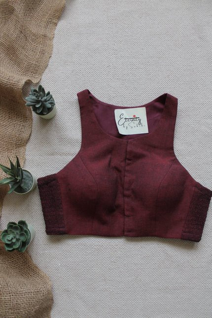 Gulmohar Maroon Stretchable Blouse - Eternity by Sakshi