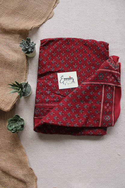 Brick Red Rajneel Ajrakh Saree