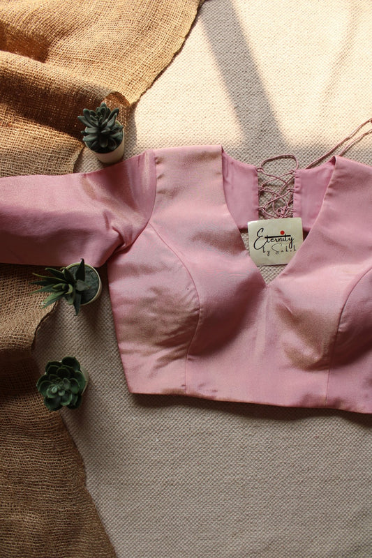 Light Pink Tissue Elastic Blouse - Eternity by Sakshi