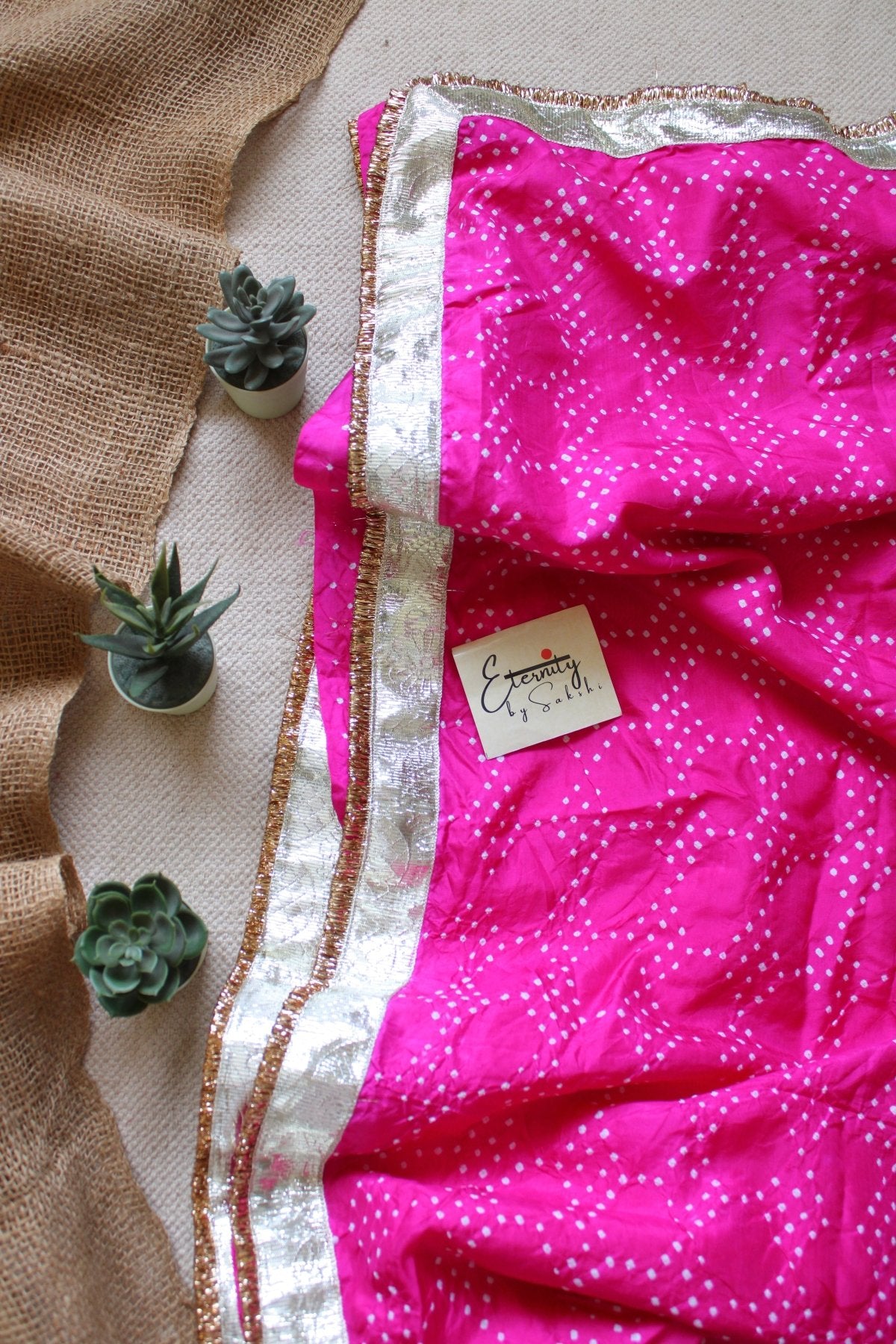 Pink Mulberry Silk Bandhej Saree - Eternity by Sakshi