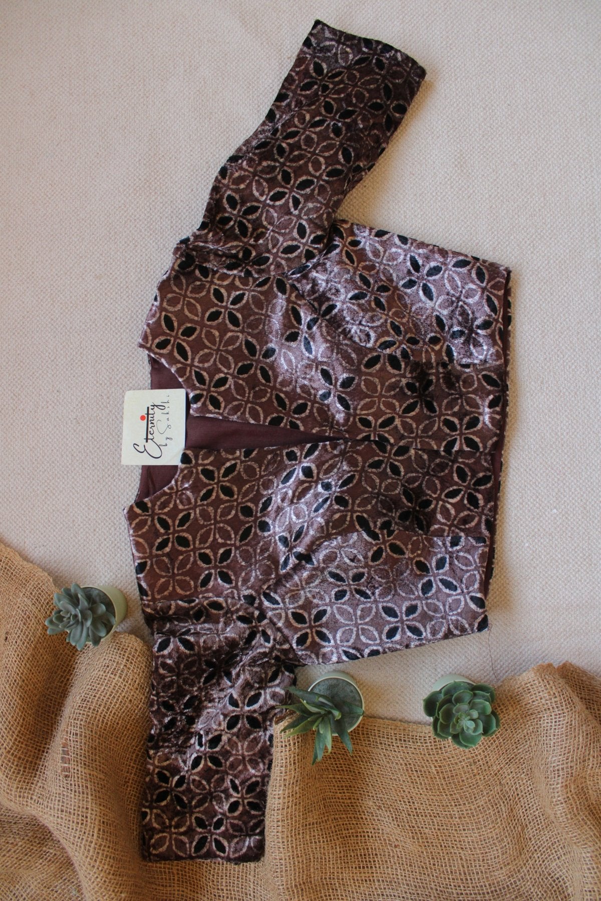 Mud Ajrakh Velvet Blouse - Eternity by Sakshi