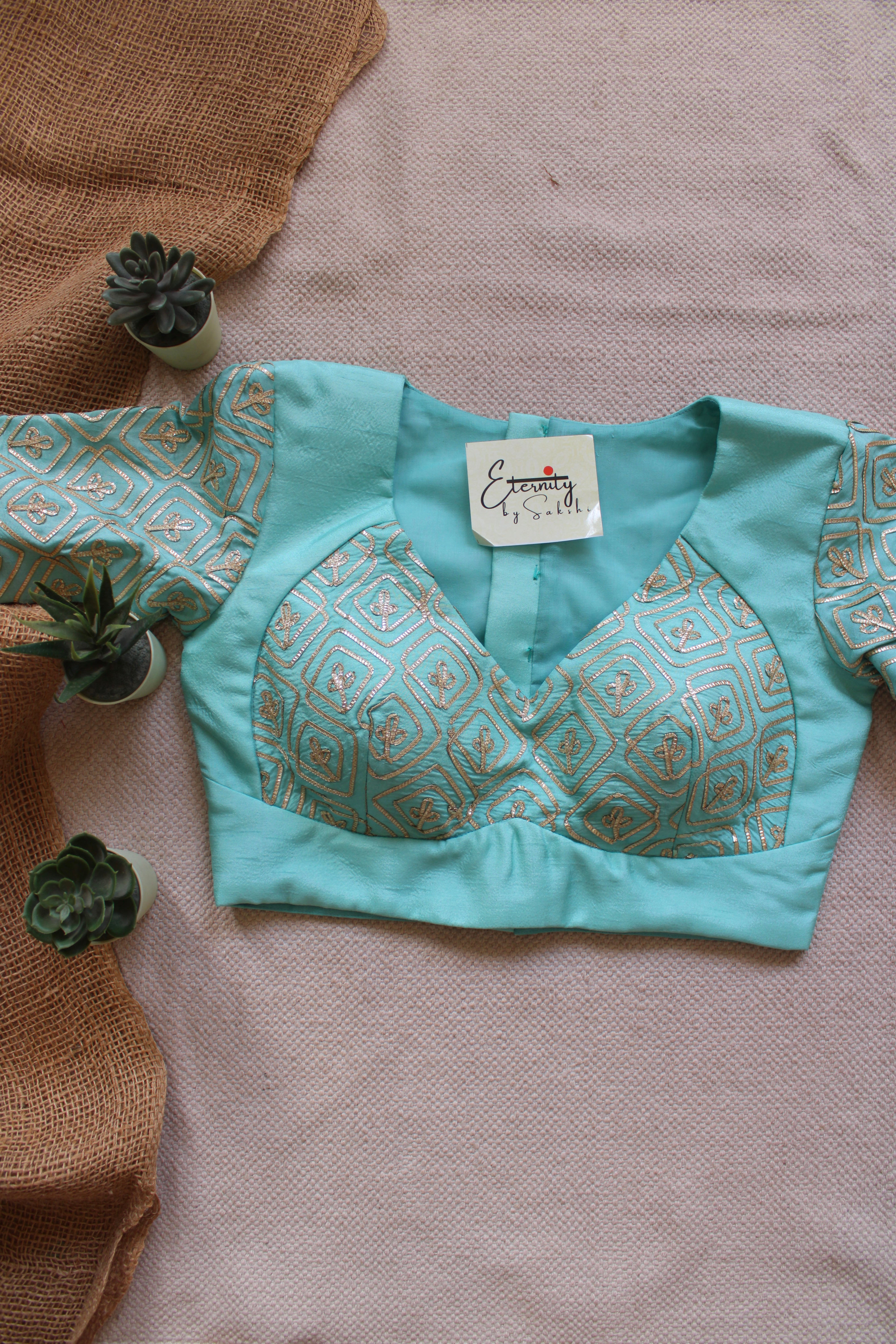 Aqua Blue Patch Blouse