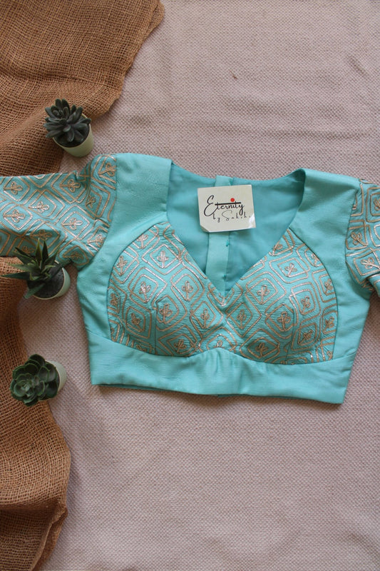 Aqua Blue Patch Blouse - Eternity by Sakshi