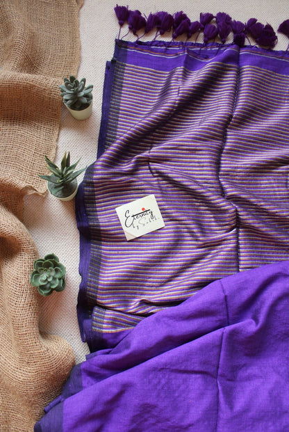 Purple Ramya Saree + Green Rimjhim Blouse Combo - Eternity by Sakshi