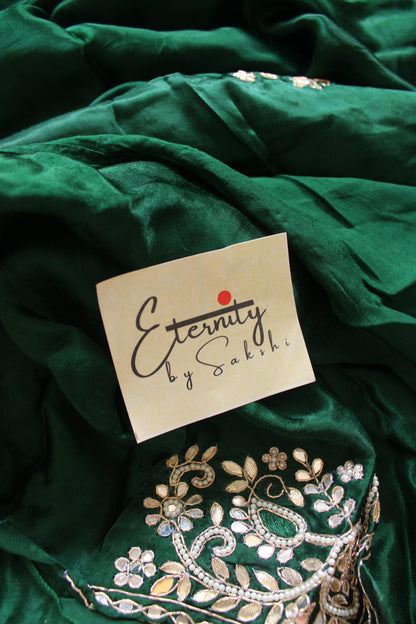 Green Modal Silk Saree with Gotta Work