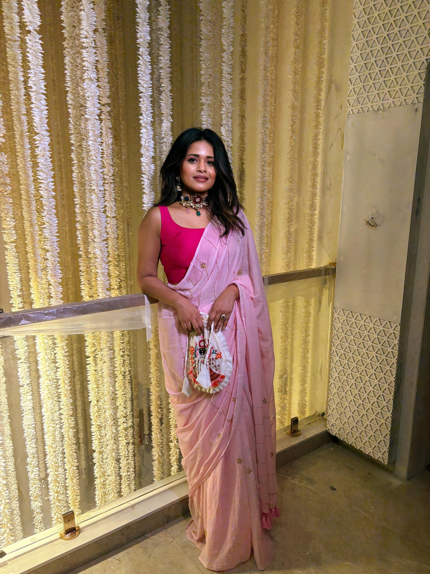 Baby Pink Noor Saree