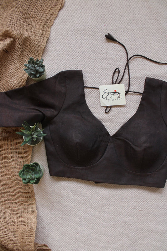 Brown Madhubala With Sleeves Blouse - Eternity by Sakshi