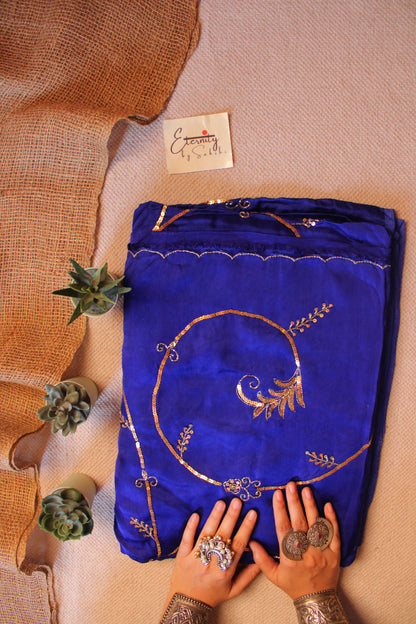 Blue Saundarya Modal Silk Handwork Saree