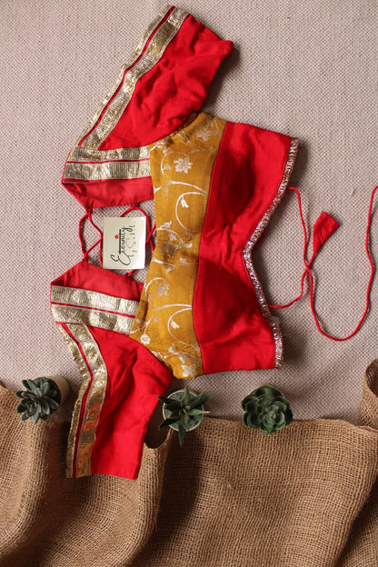 Red Yellow Navratri Patch Limited Edition Blouse - Eternity by Sakshi