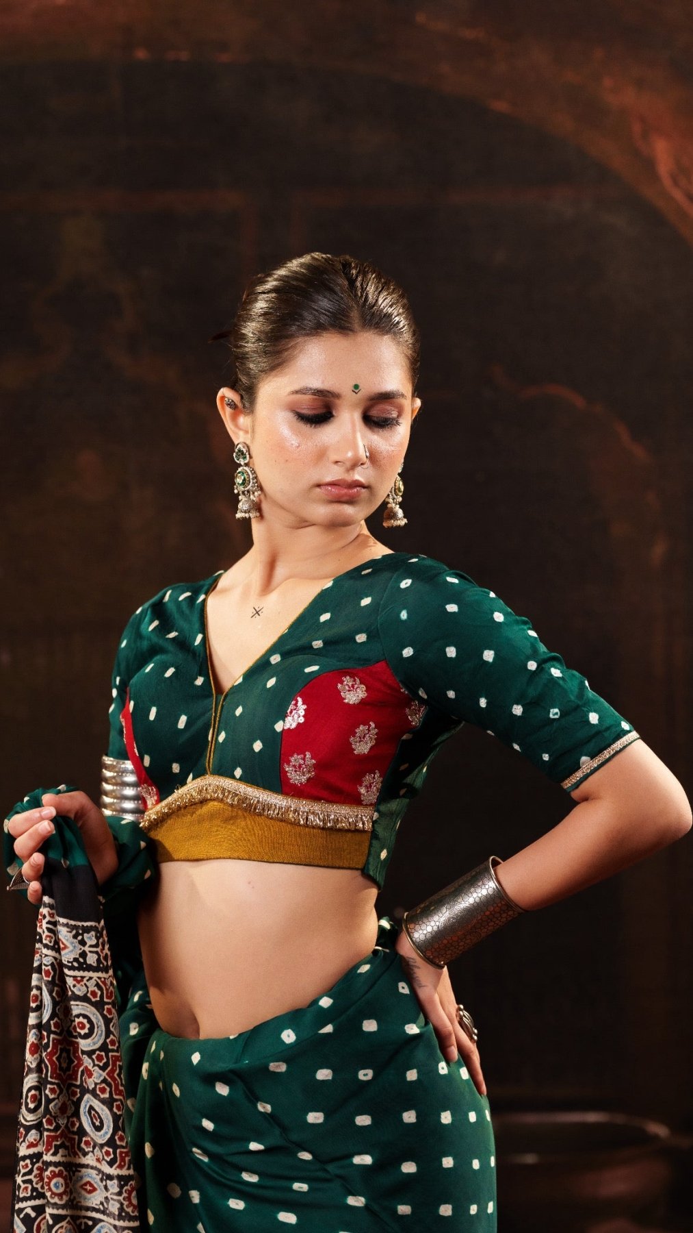 Green Bandhani Blouse - Eternity by Sakshi