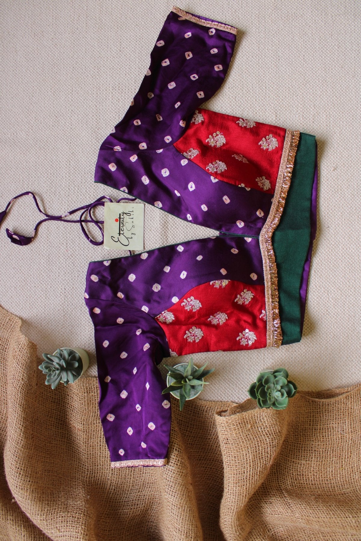 Purple Bandhani Blouse - Eternity by Sakshi