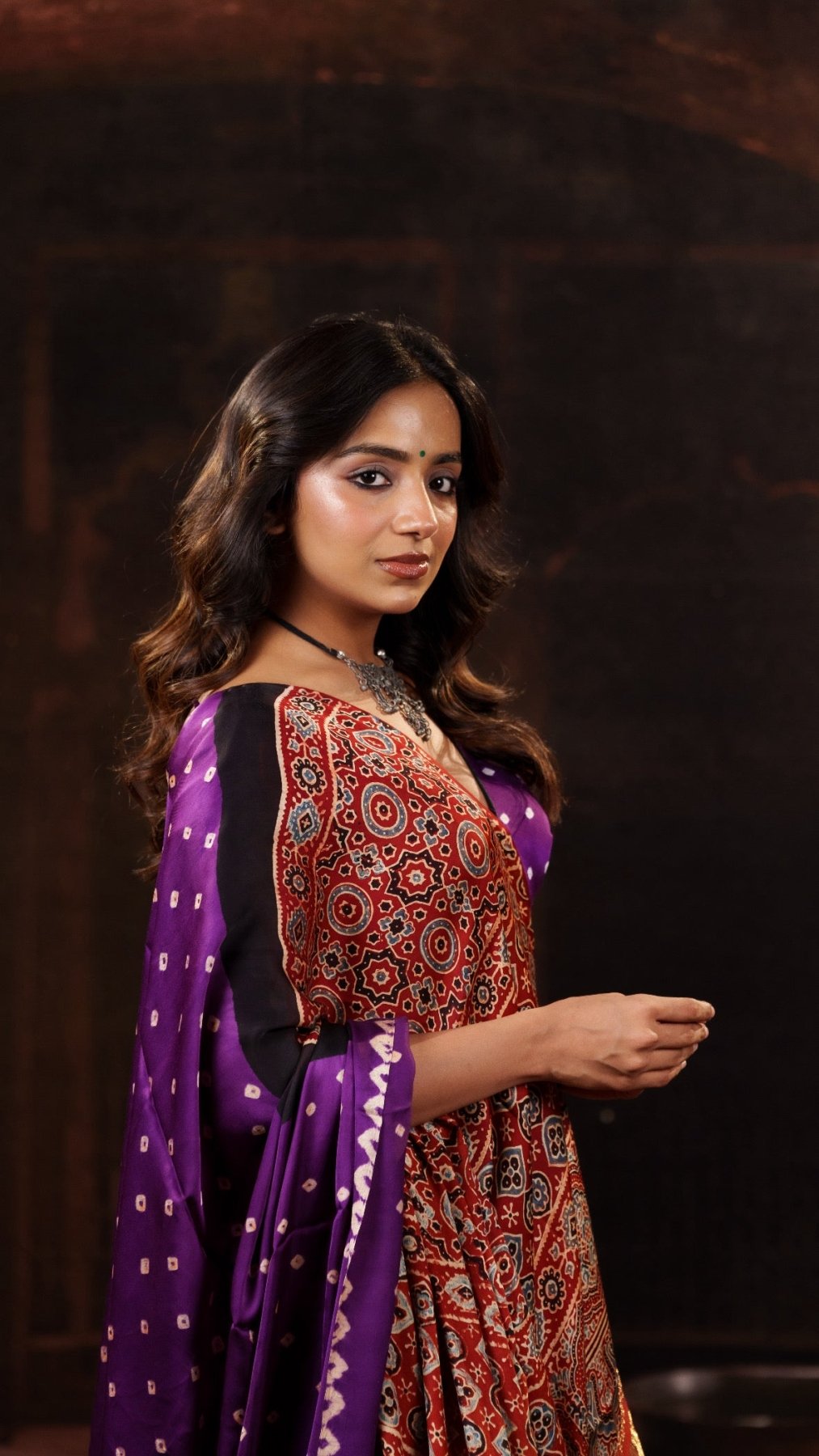 Purple Modal Bandhani Saree - Eternity by Sakshi