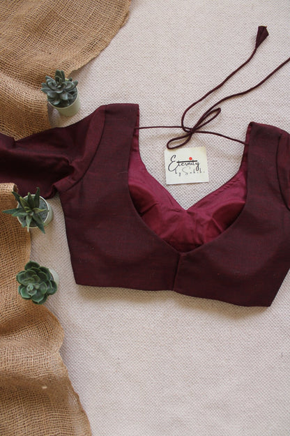 Maroon Madhubala With Sleeves Blouse - Eternity by Sakshi