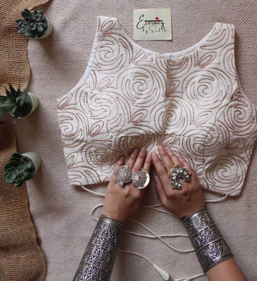 Blush Zari Silk Saree + Pearl Blouse Combo - Eternity by Sakshi