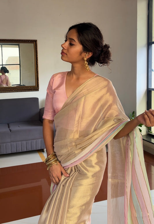 Pastel Whisper Tissue Saree- Onam - Eternity by Sakshi