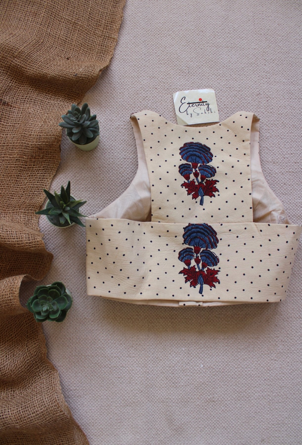 Gulmohar Vanilla Ajrakh Blouse - Eternity by Sakshi