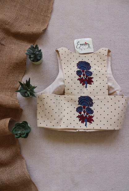 Gulmohar Vanilla Ajrakh Blouse - Eternity by Sakshi