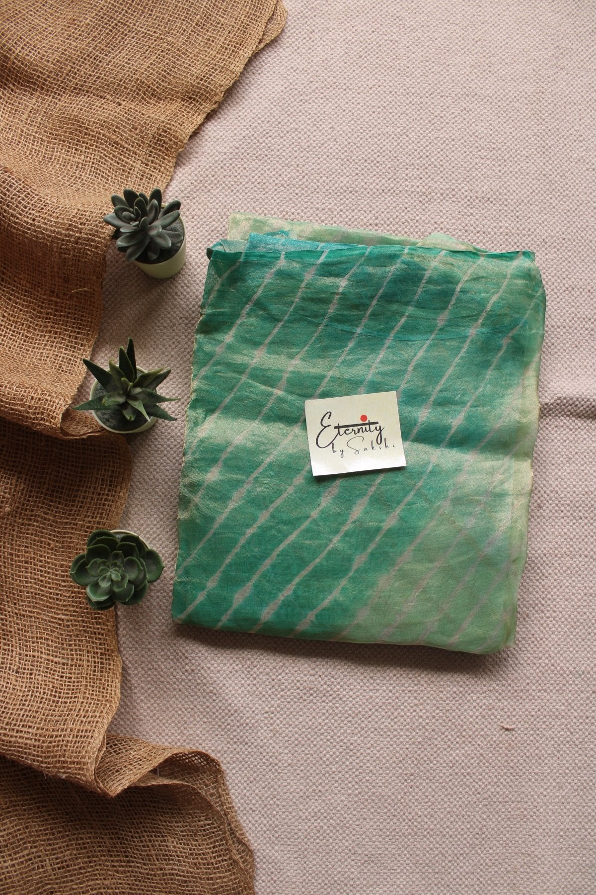 Green Tissue Leheriya Saree - Eternity by Sakshi