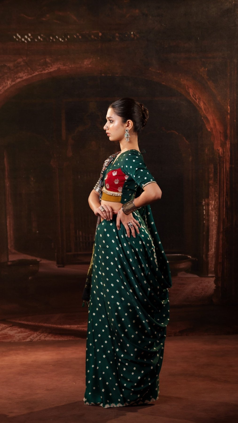 Green Modal Bandhani Saree - Eternity by Sakshi
