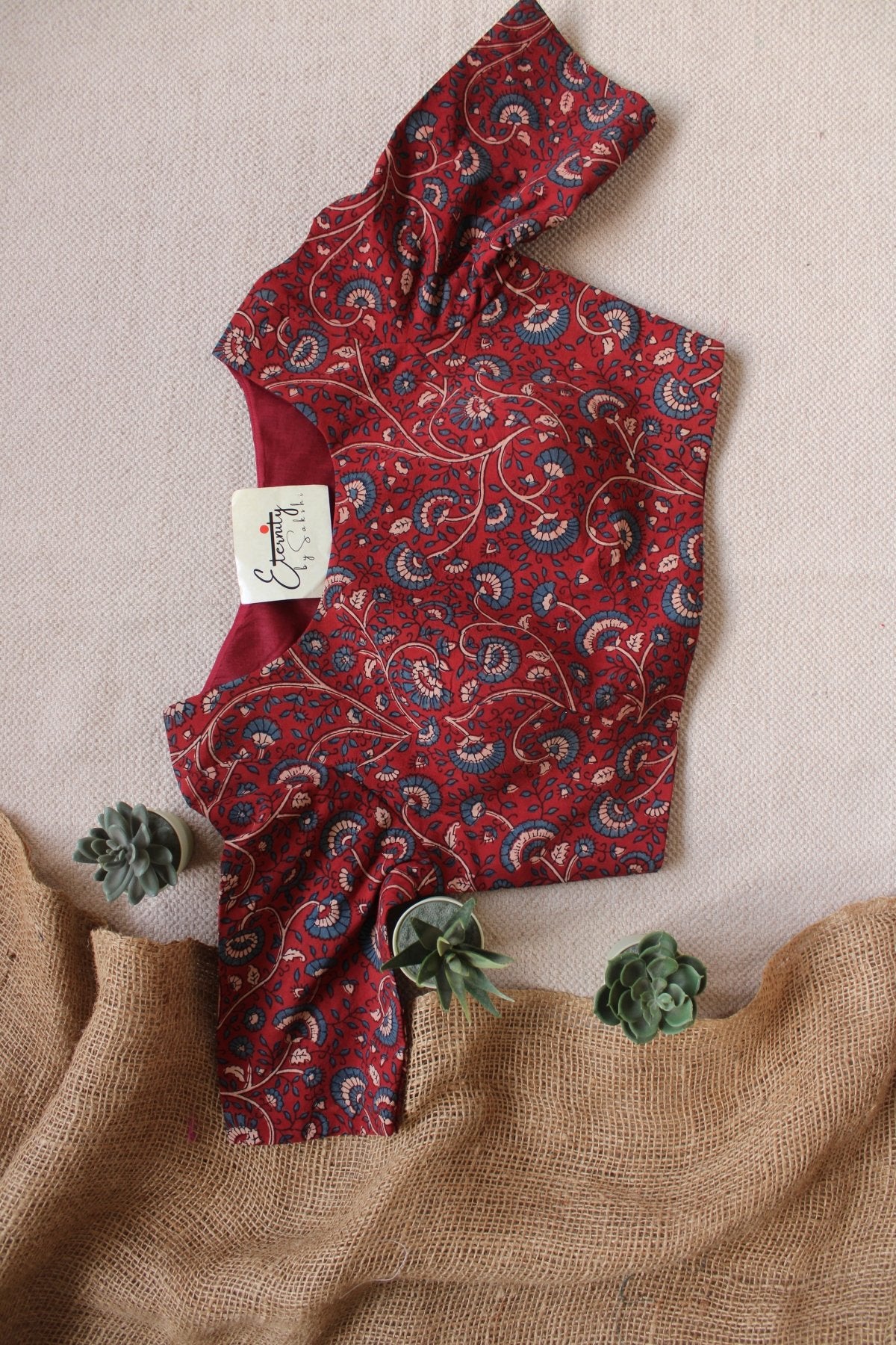 Ajrakh – Maroon Floral Blouse - Eternity by Sakshi