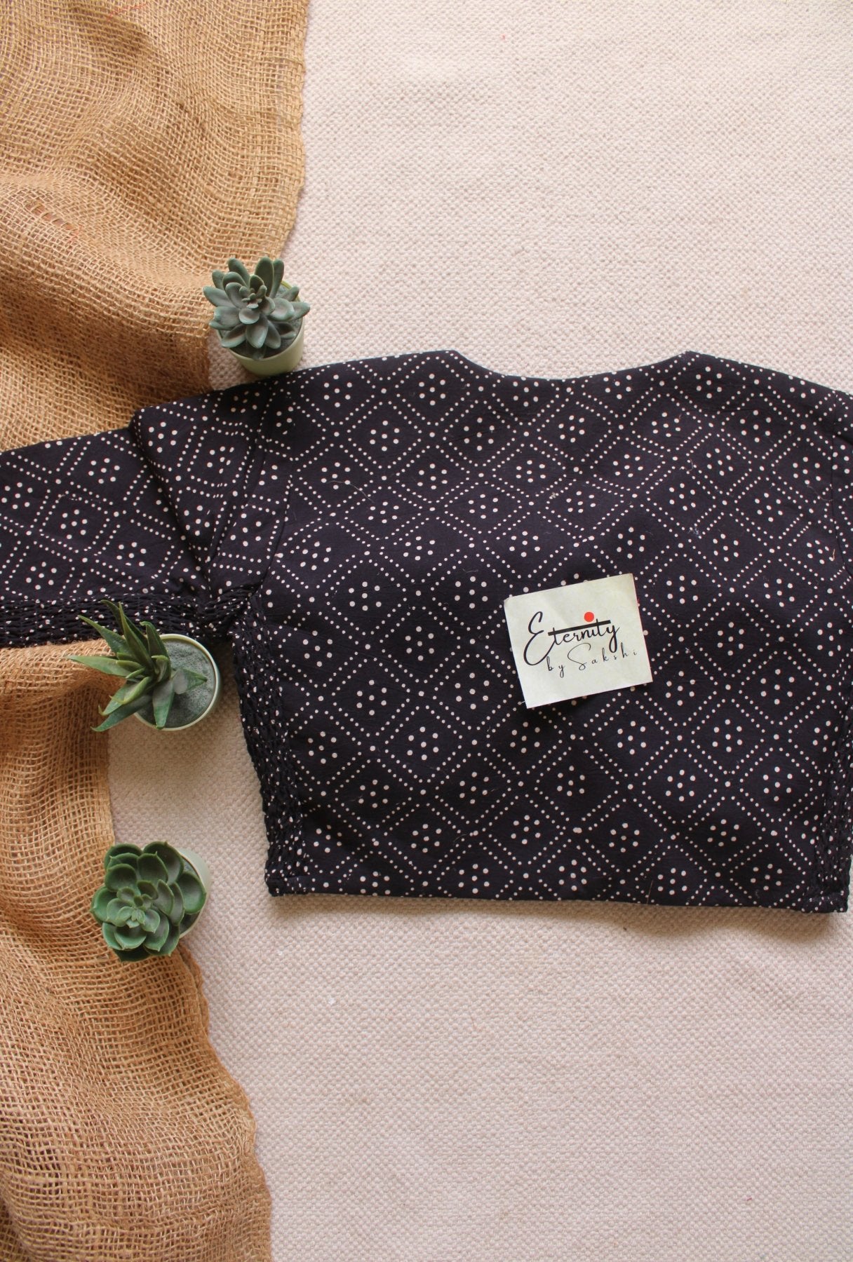 Black Vanilla Ajrakh Stretchable Blouse - Eternity by Sakshi