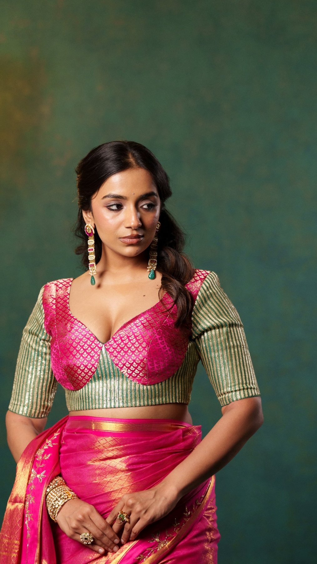 Green Chakori Patch Malhaar Blouse - Eternity by Sakshi