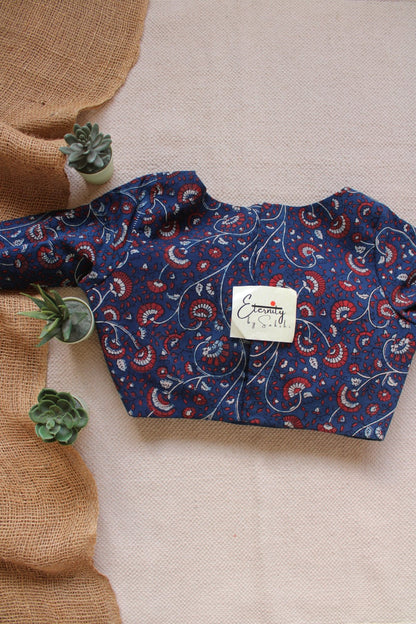 Ajrakh – Blue Floral Blouse - Eternity by Sakshi